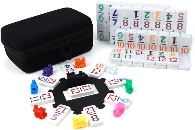 KAILE Mexican Train Dominoes Set with Numbers, Colorful Double 12 Numeral Mexican Train Dominoes Set with Durable Travel Case - Vibrant Fun for Family Game Night, Parties, and Gatherings