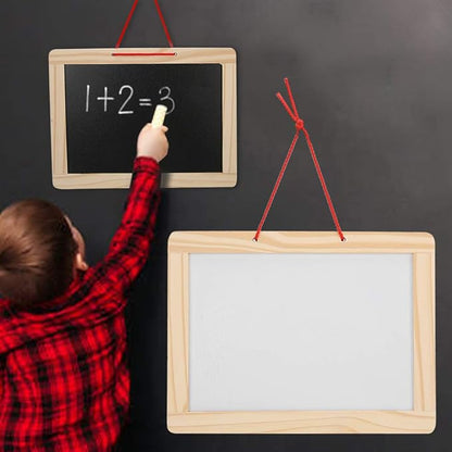 Chalkboard Set, Children Wooden Double Sided Hanging Magnetic Writing Drawing Board Drawing Art Black Board Educational Kids Toy