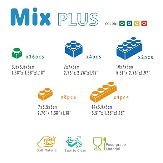 UNiPLAY Mix Soft Building Blocks - 34-Piece Set for Infant Early Learning, Cognitive Development, and Toddler Creative Play - Ages 3 Months+
