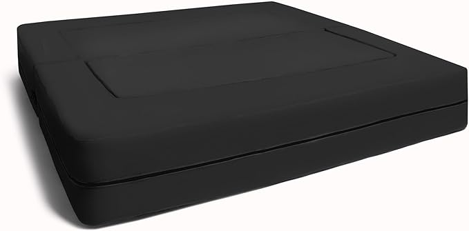 Jaxx Zipline Kids Sofa & Large Ottoman 3 in 1 Fold Out Sofa, Big Kids Edition Black