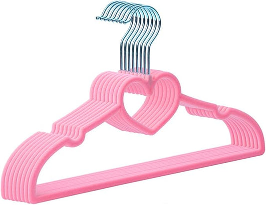 Kids Velvet Hangers 50 Pack, 12.8 Inch Non Slip Toddler Hangers, Ultra Slim Space Saving Childrens Hangers - 360° Swivel Hook, Cascade Design, Durable & Cute Baby Hangers (Pink