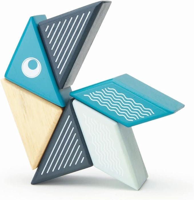 6 Piece Tegu Travel Pal Magnetic Wooden Block Set, Whale