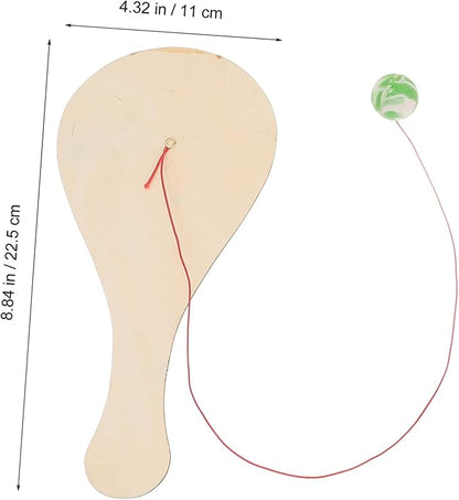 24 Pcs White Billet Wooden Racket Wood Paddle Ball Toy DIY Graffiti Paddle Ball Kid Paddle Ball Toy Wooden Paddle Ball Graffiti Wood Paddle Ball DIY Wood Paddle Ball