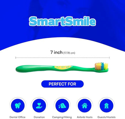 72 Pcs Bulk Kids Toothbrushes Individually Wrapped - Assorted Colors with Animal Paw Prints - Popular Dental Office Patient 21-542