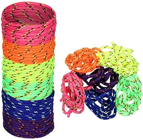 WILLBOND 216 Neon Friendship Bracelets Bulk for Kids Birthday Classroom Student Gift Adjustable Paracord Bracelets Rope Woven Neon Colors Valentine Day Gift Girls Boy Party Favors