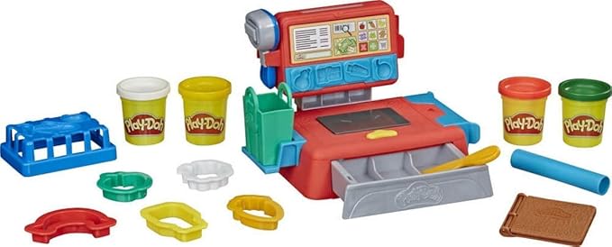 Play-Doh Cash Register Toy for Kids 3 Years and Up with Fun Sounds, Play Food Accessories, and 4 Non-Toxic Colors