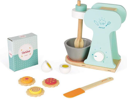 Janod - Wooden Little Mixer Set - Kitchen Make-Believe Toy - 6 Accessories Included - Suitable for Ages 8 and Up, J06605, White
