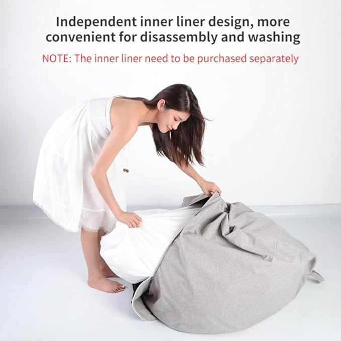 Inner Liner Cover for Giant Bean Bag Chairs, Liner Sleeve for Adults Kids Teens Without Filling, Living Room Bedroom Round Lazy Sofa Chair Inner Liner Cover,Cover Only (No Filler),3Ft, White