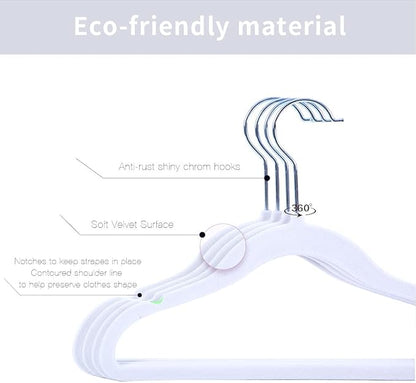 Kids Velvet Clothes Hangers, Non Slip Baby Hangers White (11.6" Inch - 40 Pack)
