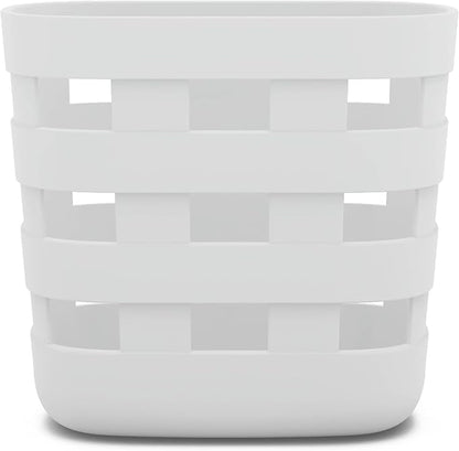 Lalo Bath Time Storage Bin - Keep Items Organized & Dry with Non-Toxic Plastic, Easy Cleanup, Removable Drying Bin, Woven Baby Organizer, Secure Wall Attachment, 9 x 5.5 x 8.5 in - Coconut
