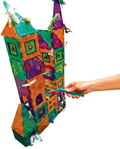 Creepy Archi Tiles - Magnetic Tiles for Kids - Colorful Construction Building Blocks with Bugs, Storage Bag, Stickers, Tweezers - Creative Educational Toys for Toddlers - 100pc Set