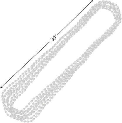 Silver Metallic Bead Necklaces, Party Accessory, 48 Ct.