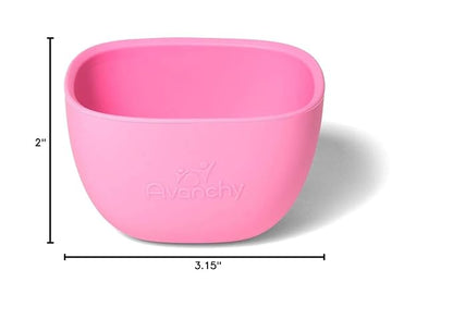 Avanchy Baby Bowls Silicone MINI Prep Bowl Set for Babies Kids Toddler for Feeding Food 4 oz, Pink