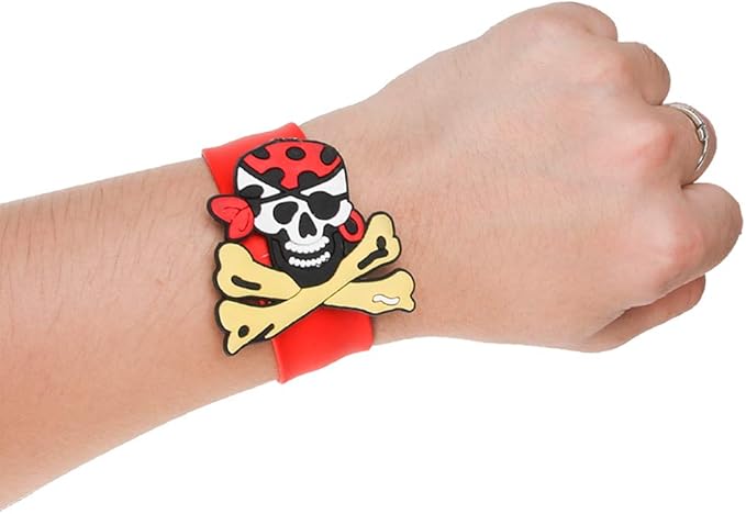 PROLOSO Slap Bracelets Silicone Slap Wristband Pirate Snap Bracelet Kids Slap Toy Bulk Party Favors 12 Pcs
