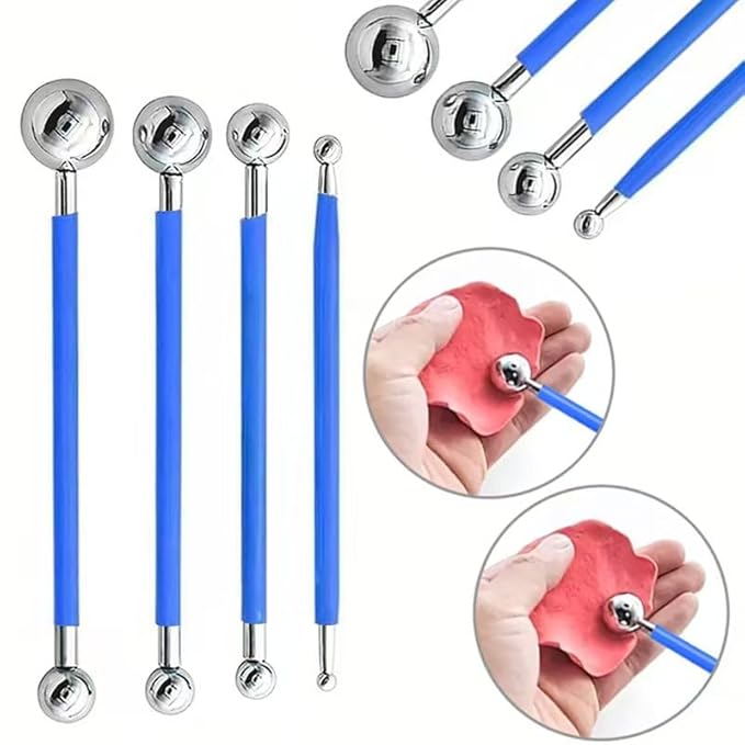 24Pcs Clay Sculpting Tool Set, Polymer Clay Kit with Ball Stylus Pens, Silicone Sculpting Brushes, Wooden Carving Tools & Smoothing Sponge, Professional Pottery Modeling Tools for Ceramic& DIY Crafts
