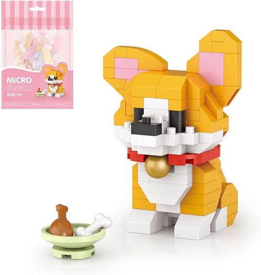 Aetheria Mini Blocks Corgi Dog Building Animal Set 160 Pieces Creative Home Decor Building Toy Bricks for Kids or Adult Advent Calendar 2024