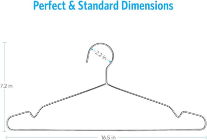 Fayleeko Wire Hangers 50 Pack Coat Hangers Strong Heavy Duty Stainless Steel Metal Hangers 16.5 Inch Ultra Thin Space Saving Clothes Hangers