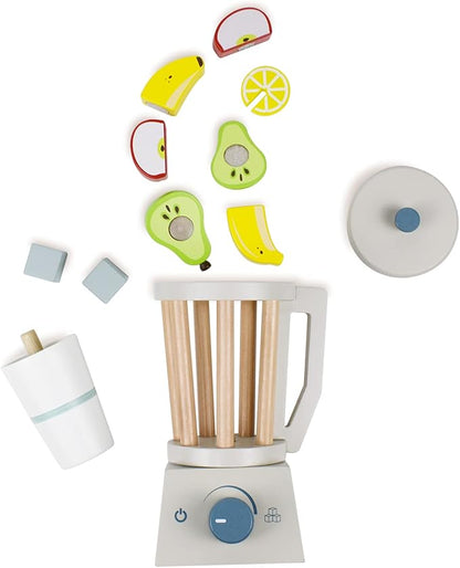 PairPear Smoothie Maker Blender Set - Wooden Toy Mixer Food Play Kitchen 14 pcs Accessories for Kids