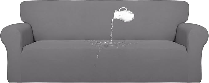 PureFit 100% Dual Waterproof Couch Cover Slipcovers for Couches and Sofas - Stretch Non Slip Fleece Sofa Covers Washable, Leakproof Furniture Protector for Kids, Pets, Dog (Sofa, Light Gray)