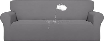 PureFit 100% Dual Waterproof Couch Cover Slipcovers for Couches and Sofas - Stretch Non Slip Fleece Sofa Covers Washable, Leakproof Furniture Protector for Kids, Pets, Dog (Sofa, Light Gray)