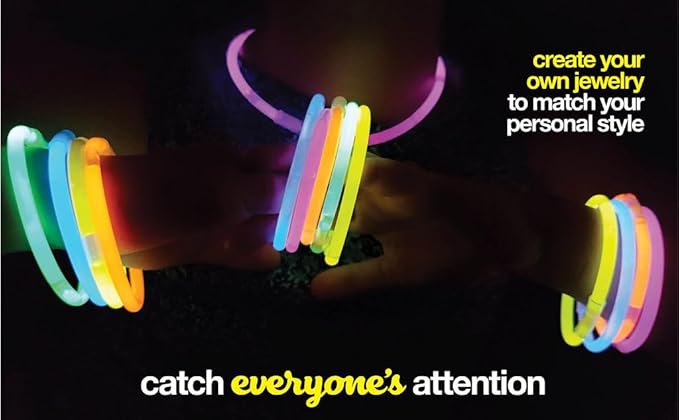 Play22 100pk Ultra Bright Glow Sticks Bulk Party Favors - 8" Premium Glow in the Dark Party Supplies, Neon, Easter, Halloween Party Decorations Glow Necklaces and Bracelets for Kids or Adults