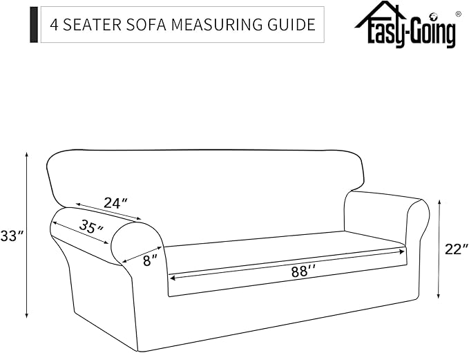 Easy-Going Sofa Slipcover Waterproof Sofa Cover Couch Cover for 4 Cushion Couch with Elastic Straps Washable Non-Slip Furniture Protector Cover for Pets, Dogs, Cat (XX-Large, Ivory)