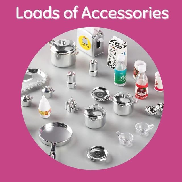 Liberty Imports Doll Kitchen Playset for Kids, My Modern Mini Kitchen House Furniture Pretend Play Toy Accessories Set with Realistic Lights & Sounds for Toddlers, Girls (3-in-1)