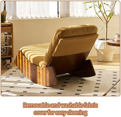 MFFM Comfortable Glider Rocking Chair, Upholstery Glider Chair, Solid Wood Frame, Perfect for Multiple Settings Accent Reading Chair for Bedroom,Living Room,Nursery (Orange)