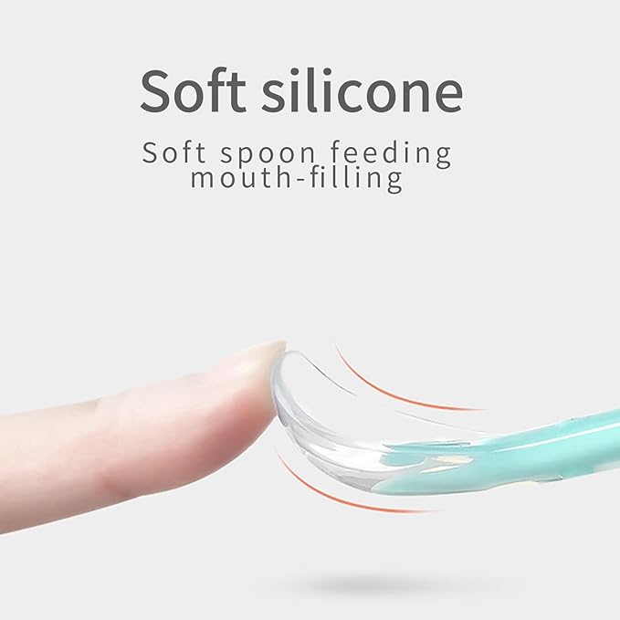 Double Head Baby Silicone Food Spoon (green), Baby Fruit Scraping Mud Spoon, Feeding Spoons Training Spoon for Infants, baby led weaning supplies (Green)