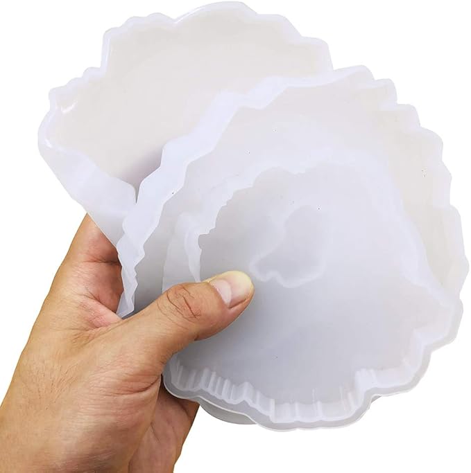 SENHAI 8Pcs Coaster Silicone Epoxy Resin Molds, Irregular Geode Coaster Resin Molds for DIY Crafts, Home Decoration, Making Agate Coasters Set