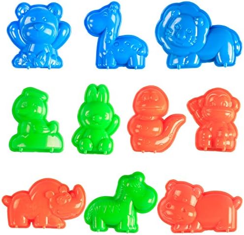 Animal Sand Molds & Tools Kit (36 Pcs) - Works with All Other Play Sand Brands - Includes: 10 Dinosaurs, 10 Animals & 12 Beach Molds, & 4 Tools - Sand Not Included