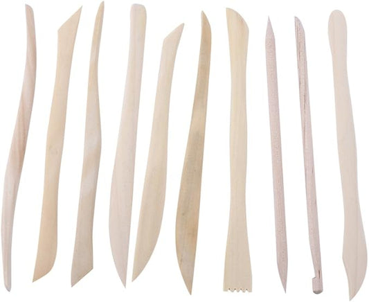 10pcs Clay Tools Set, Wood Polymer Modeling Tools DIY Wooden Clay Sculpting Tools Kits for Beginners Professionals Kids Pottery Sculpture