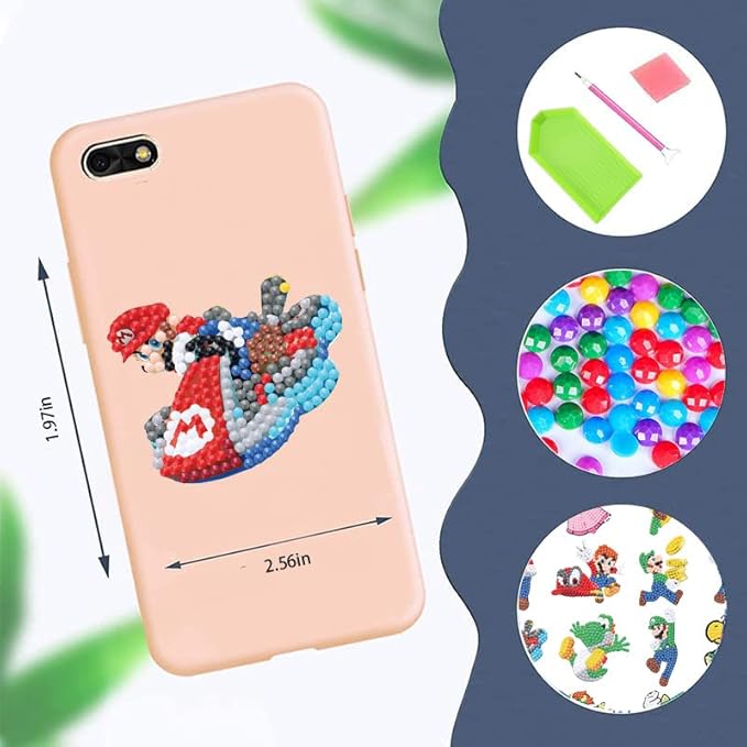 16 Pcs Diamond Art Stickers Kits for Kids, DIY Cartoon Paint by Numbers Diamonds Mosaic Stickers for Kids Arts Diamond Craft Stickers for Kids and Adult Beginners