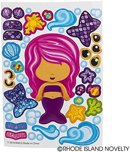 Adorable 24 Pack of Make-Your-Own Mermaid Sticker Sheets ~ Fun Craft Project for Children, Party Favors & Teacher Giveaways