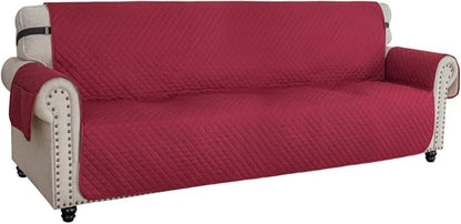 XINEAGE Oversized Sofa Cover Waterproof Couch Covers for 3 Cushion Couch, Soft Washable Slipcover with Pockets & Non-Slip Elastic Straps, Dog Pets Proof Thick Furniture Protector (XL-Sofa, Red)