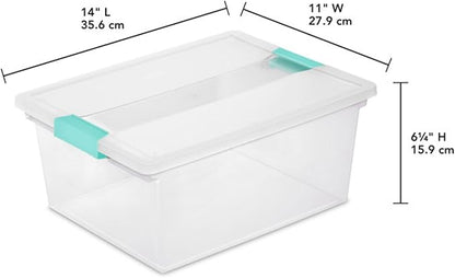 Sterilite 4-Pack Clip Box, Stackable Clear Plastic Bins with Latching Lids, Deep - Writing, Arts or Crafts Supplies Storage Containers for Home, Office, Classroom and Workshop Organization