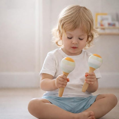 Stoie's Wooden Toddler Musical Instruments with Xylophone, Maracas, Triangle, Tamburine for Babies and Kids, Eco Friendly Montessori Educational Toy