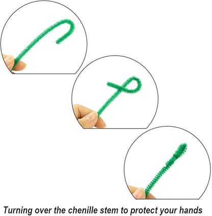 Caydo 200 Pieces Green Pipe Cleaners for Mother's Day Decorations, Craft Chenille Stems for Kids DIY Art Craft Projects (6 mm x 12 inch)