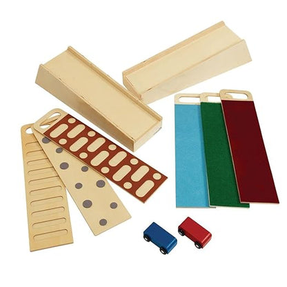 Wooden Ramp STEM Discovery Set with Ramps, Textured Surfaces, and Cars, Educational STEM Toy for Kids, Science Experiments for Kids