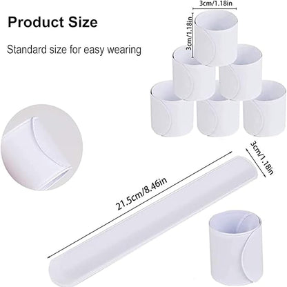 White Slap Bracelets, DIY Slap Bracelets for Kids Blank Slap Bracelets Bulk Craft Painting Vinyl Wristband for Party Favors