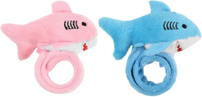 Abaodam 2pcs Shark Slap Bracelet Animal Slap Bracelets Plush Stuffed Animal Hugger Snap Wrist Band for Kids Birthday Party