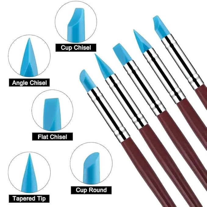 24Pcs Clay Sculpting Tool Set, Polymer Clay Kit with Ball Stylus Pens, Silicone Sculpting Brushes, Wooden Carving Tools & Smoothing Sponge, Professional Pottery Modeling Tools for Ceramic& DIY Crafts