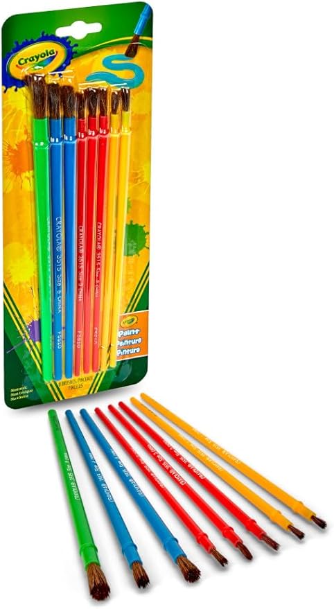 Crayola Kids Paint Brush Set (8ct), Painting Supplies for Kids, Assorted Sizes, Kids Arts & Crafts Supplies for Elementary & Preschool