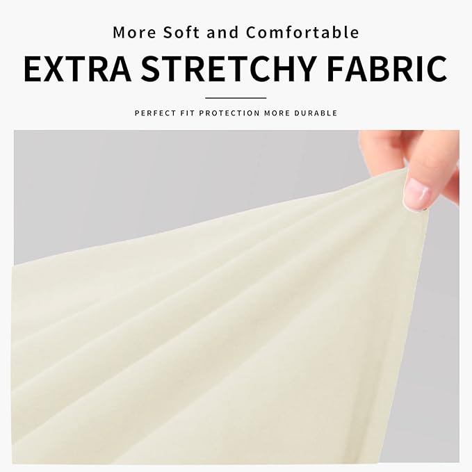 Easy-Going 100% Dual Waterproof Oversized Loveseat Cover Stretch Soft Couch Cover for Dogs, Sofa Slipcover for 2 Separate Cushion Couch Leakproof Furniture Protector for Kids, Pets Ivory