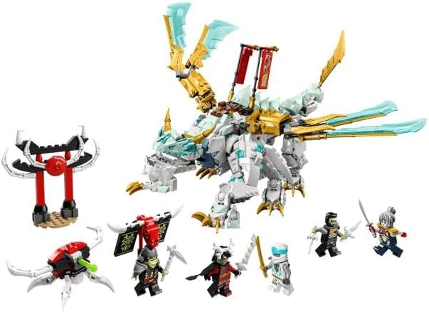 LEGO NINJAGO Zane’s Ice Dragon Creature 71786, 2in1 Dragon Toy to Action Figure Warrior, Model Building Kit, Construction Set for Kids with 5 Minifigures