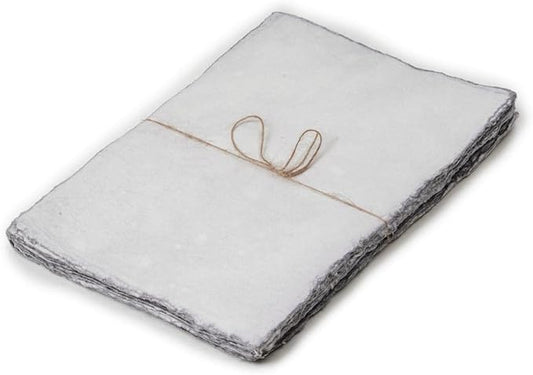 LEATHER VILLAGE Watercolor Paper - 7.5 X 11 inches, 50 Sheets - Mixed Media Watercolor Paper - 150 GSM Thick Deckle Edge Virgin Cotton Handmade Paper - Grey Toned