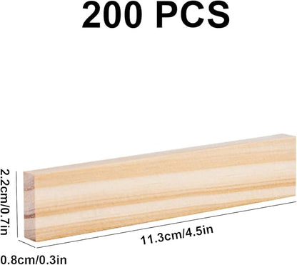 Wooden Plank Building Blocks 200PCS Sensory Toy for Kids, Montessori STEM Playset with Natural Pine Wood Creative Shapes for Educational Preschool Learning 3D Space Stacking Games for Boys Girls