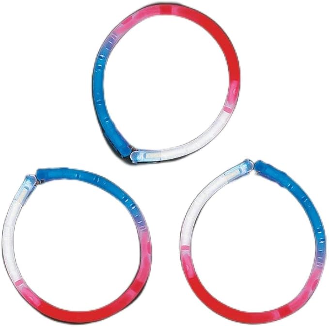 Fun Express Red, White and Blue Glow Sticks Bracelets - Bulk 50 Pack - Fourth of July Party Favors and Handouts