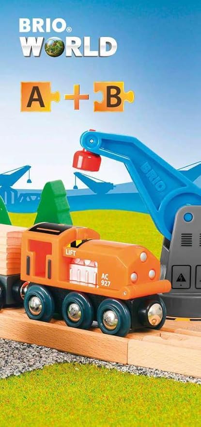 BRIO Starter Lift&Load Set Wooden Toy Train Durable | Child Safe | Encourages Creativity | Compatible with All Wooden Railway Sets | Includes Engine, Lorry, Wagon, Track and More