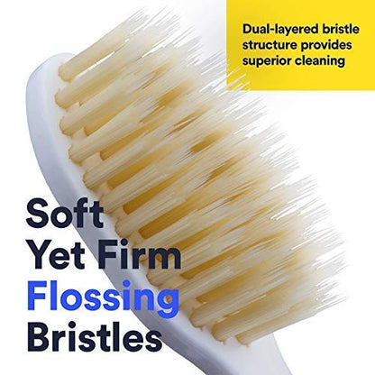 MOUTHWATCHERS Soft Manual Toothbrushes, Family Pack, 2 Adult, 2 Childrens Flossing Toothbrushes, Ultra Clean, Good for Sensitive Teeth and Gums, by Dr. Plotka's